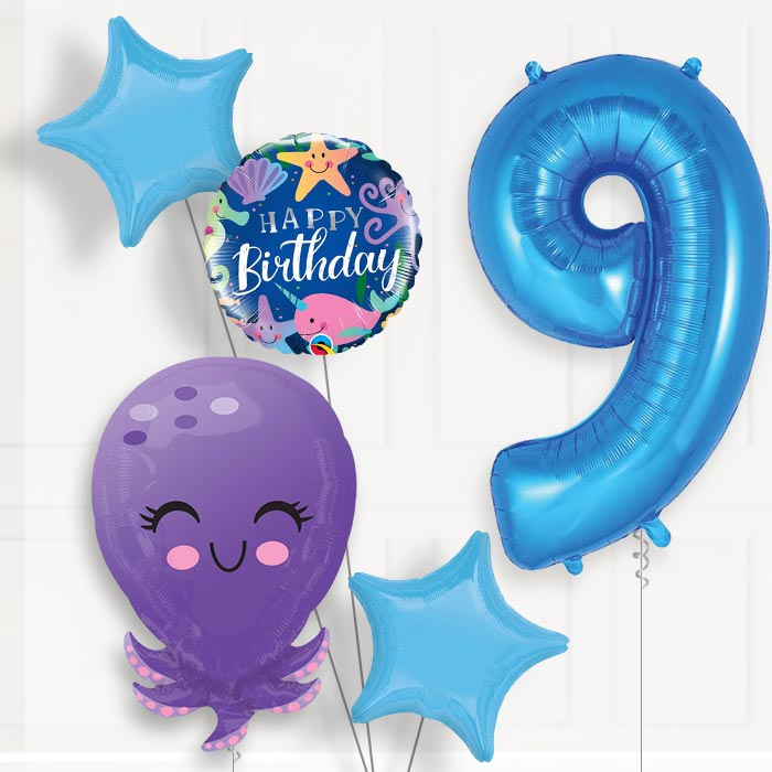 Octopus Birthday Balloon Package Choose Your Number