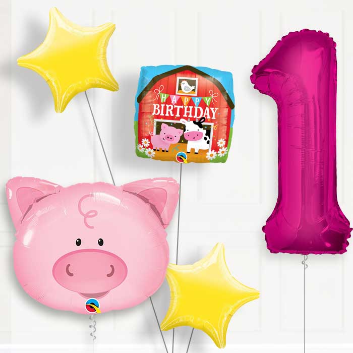 Pig Birthday Balloon Package Choose Your Number