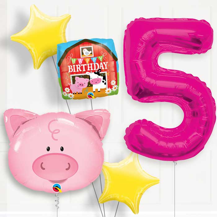 Pig Birthday Balloon Package Choose Your Number