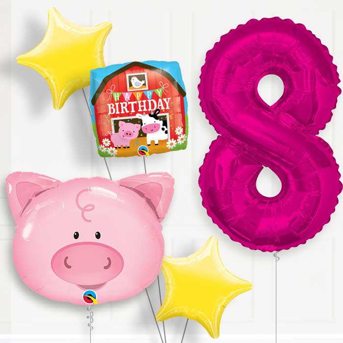Pig Birthday Balloon Package Choose Your Number