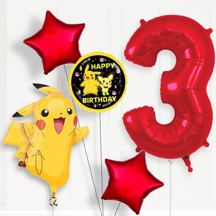 Pokemon Pikachu Birthday Balloon Package Choose Your Number