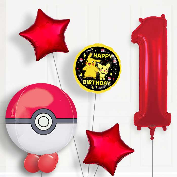 Pokemon Pokeball Birthday Balloon Package Choose Your Number