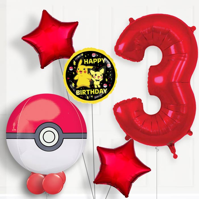 Pokemon Pokeball Birthday Balloon Package Choose Your Number