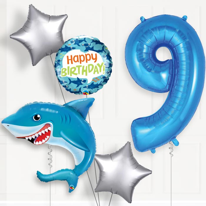 Shark Birthday Balloon Package Choose Your Number