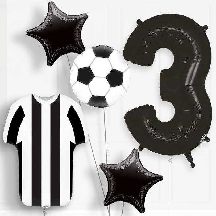 Black and White Football Shirt Birthday Package Choose Your Number