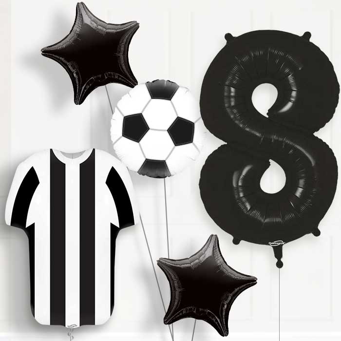Black and White Football Shirt Birthday Package Choose Your Number
