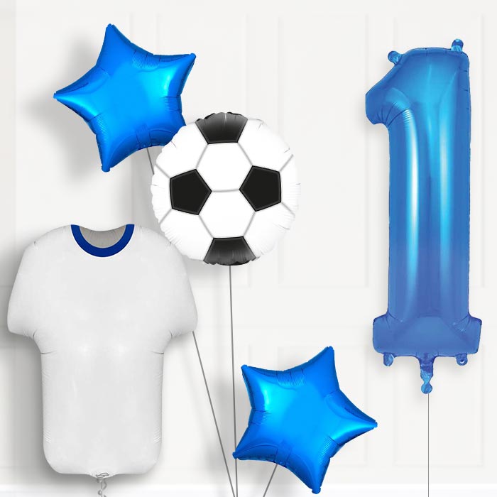 Blue and White Football Shirt Birthday Package Choose Your Number