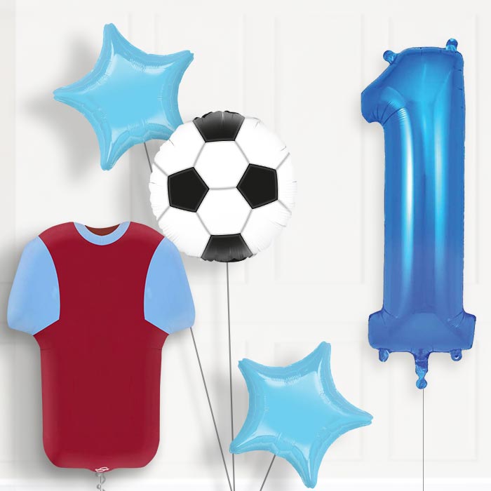 Claret and Blue Football Shirt Birthday Package Choose Your Number