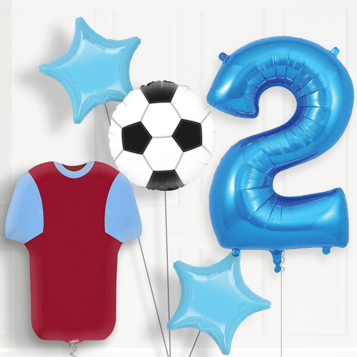 Claret and Blue Football Shirt Birthday Package Choose Your Number