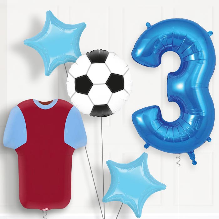 Claret and Blue Football Shirt Birthday Package Choose Your Number