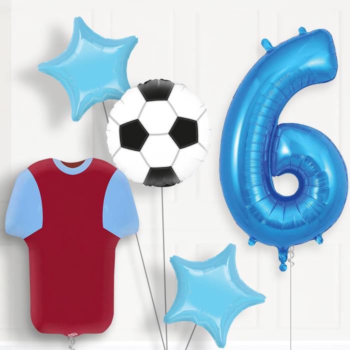 Claret and Blue Football Shirt Birthday Package Choose Your Number