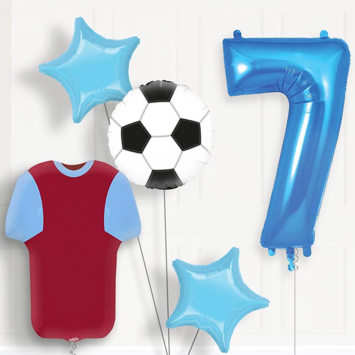 Claret and Blue Football Shirt Birthday Package Choose Your Number