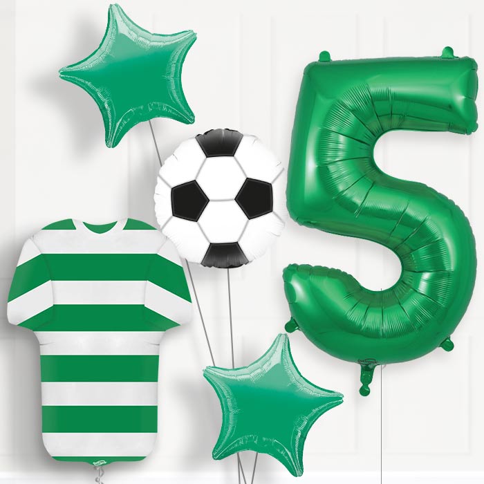 Green and White Hoop Football Shirt Birthday Package Choose Your Number
