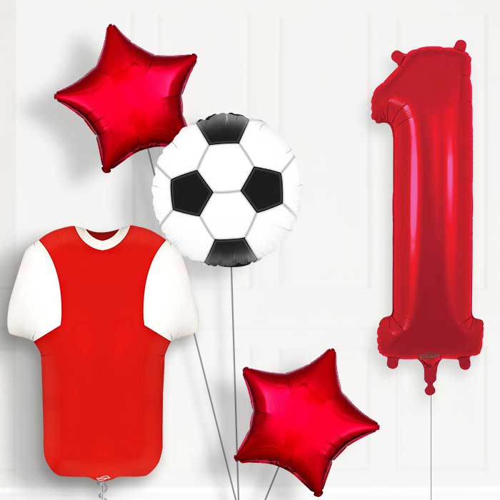 Red and White Football Shirt Birthday Package Choose Your Number