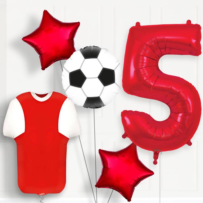 Red and White Football Shirt Birthday Package Choose Your Number
