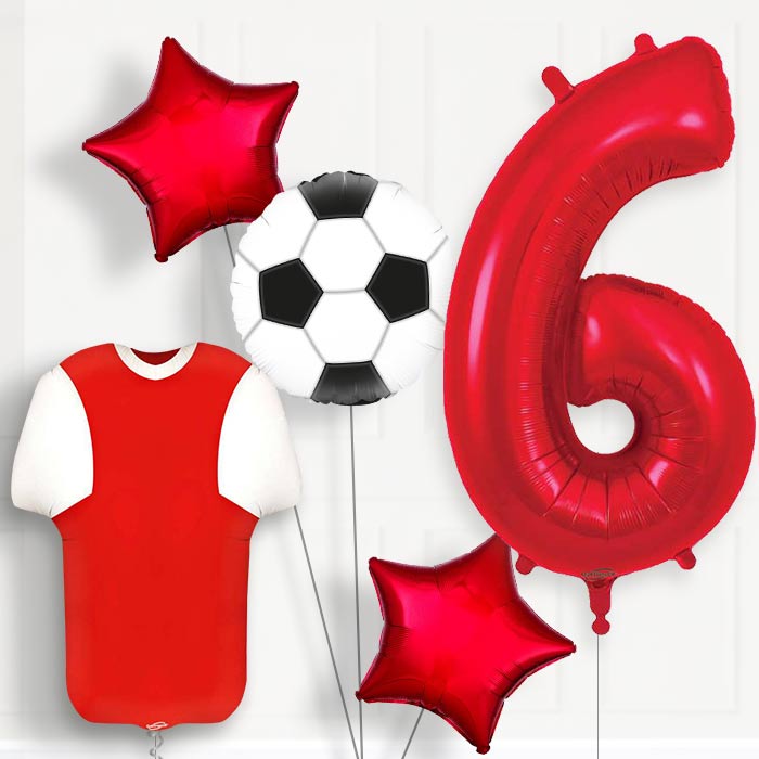 Red and White Football Shirt Birthday Package Choose Your Number