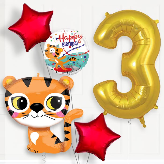 Tiger Birthday Balloon Package Choose Your Number