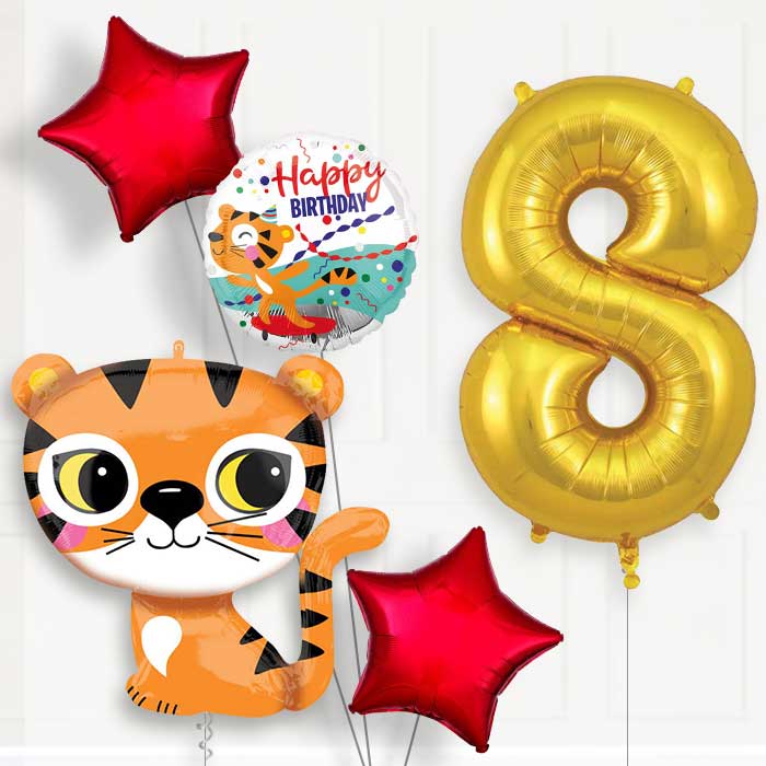 Tiger Birthday Balloon Package Choose Your Number