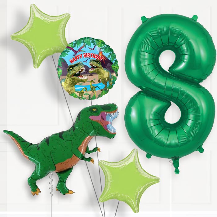 Green T Rex Birthday Balloon Package Choose Your Number