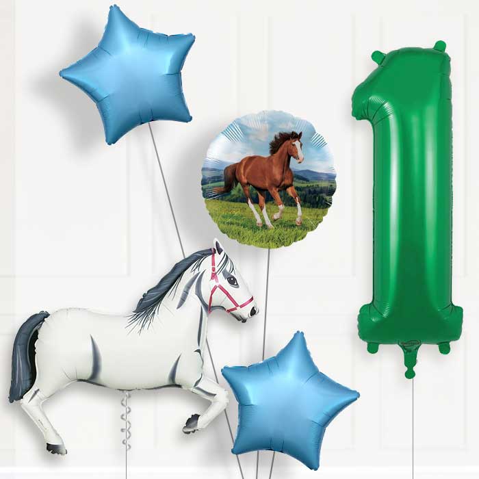 White Horse Birthday Balloon Package Choose Your Number