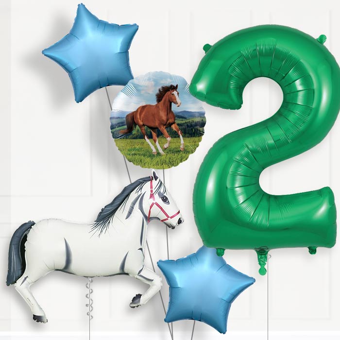 White Horse Birthday Balloon Package Choose Your Number