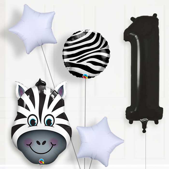 Zebra Birthday Balloon Package Choose Your Number