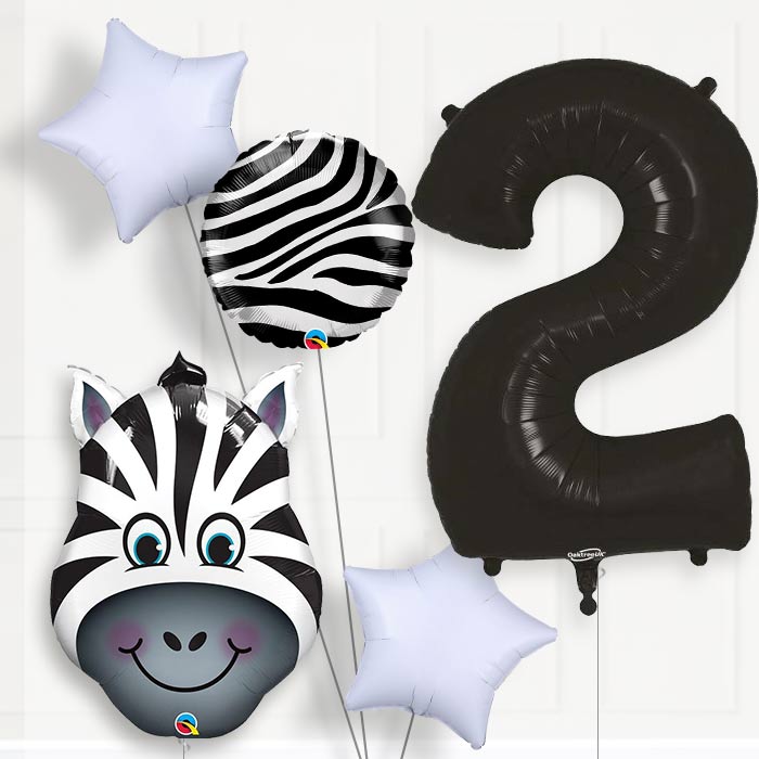 Zebra Birthday Balloon Package Choose Your Number