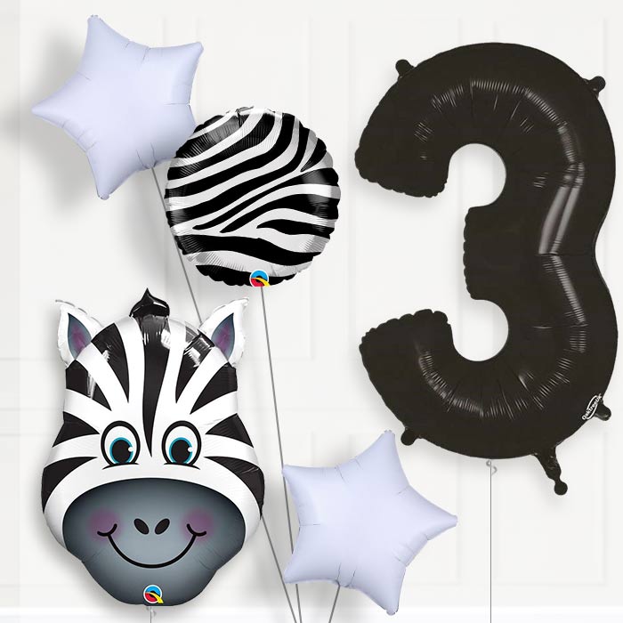 Zebra Birthday Balloon Package Choose Your Number