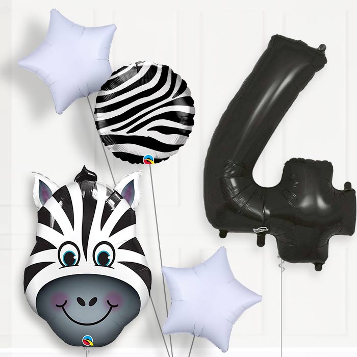 Zebra Birthday Balloon Package Choose Your Number