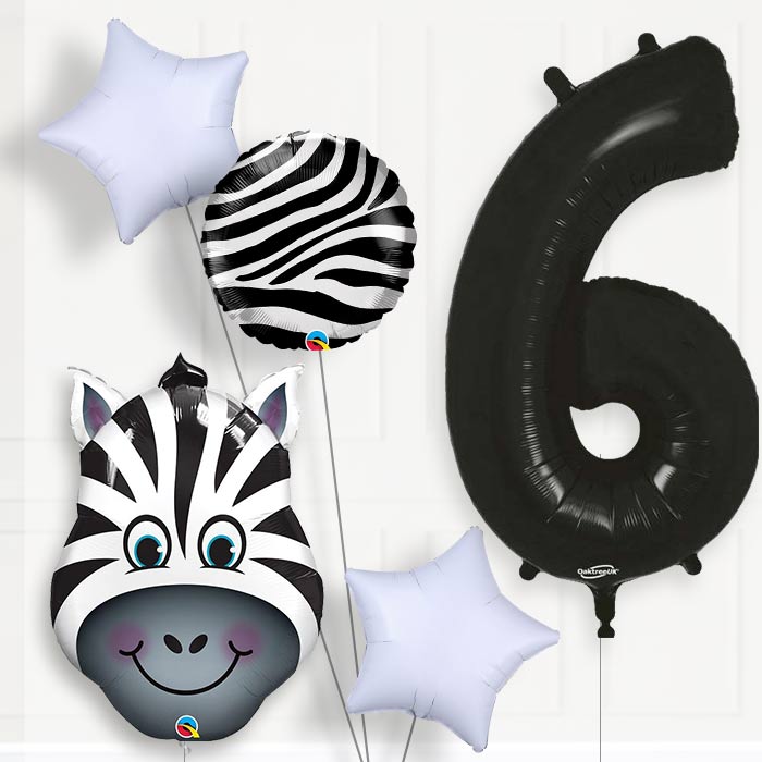 Zebra Birthday Balloon Package Choose Your Number