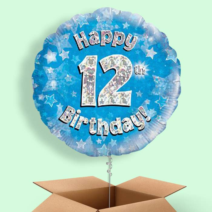 Blue 12th Birthday Balloon in a Box - 1 Balloon | Small Indoor Plants