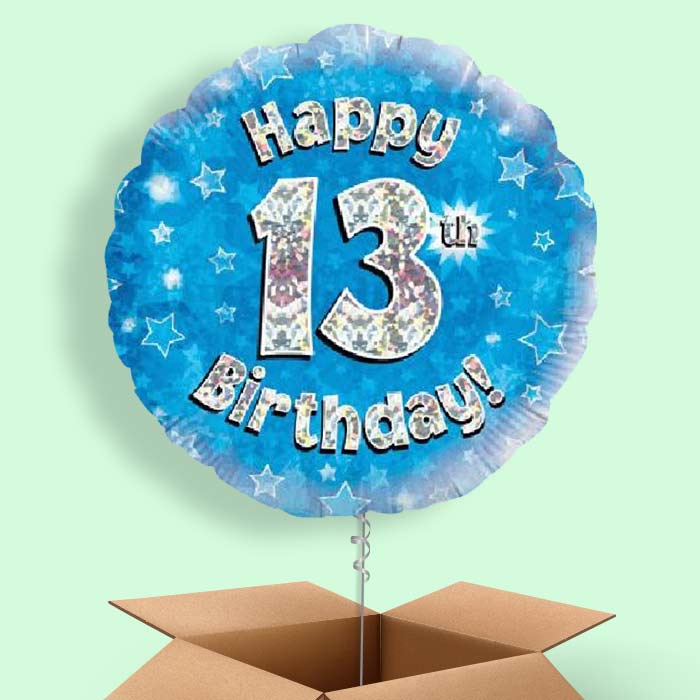 Blue Stars 13th Birthday Balloon in a Box - 1 Balloon | Small Indoor Plants