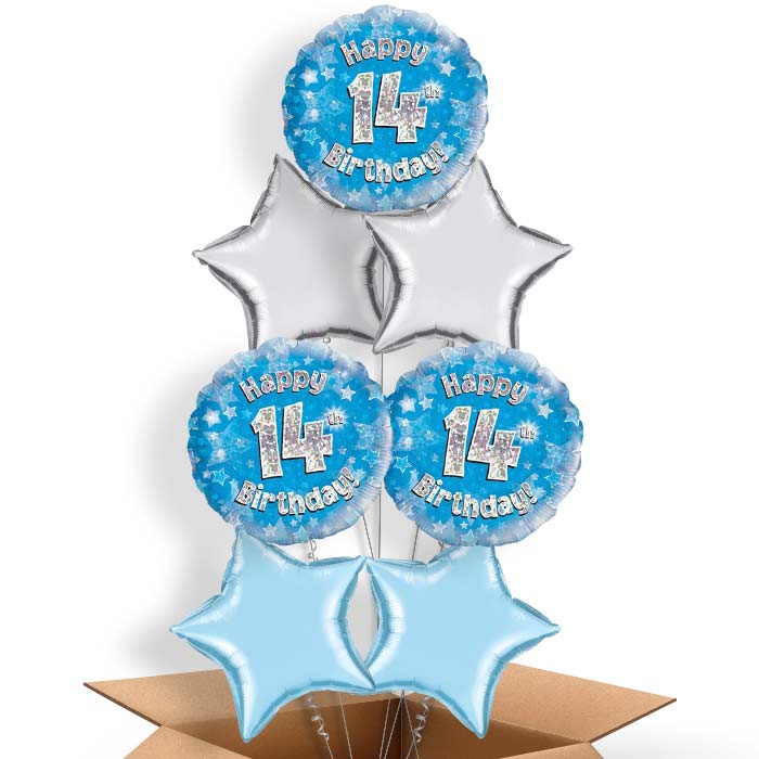 Blue 14th Birthday Balloon in a Box - 7 Balloon | Small Indoor Plants