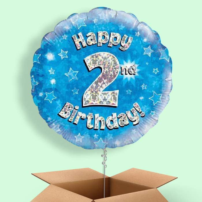 Happy 2nd Birthday Blue Stars Balloon in a Box - 1 Balloon | Small Indoor Plants