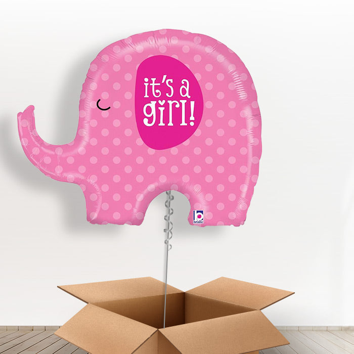Pink Elephant Its a Girl Balloon in a Box Gift - Giant Balloon | Small Indoor Plants