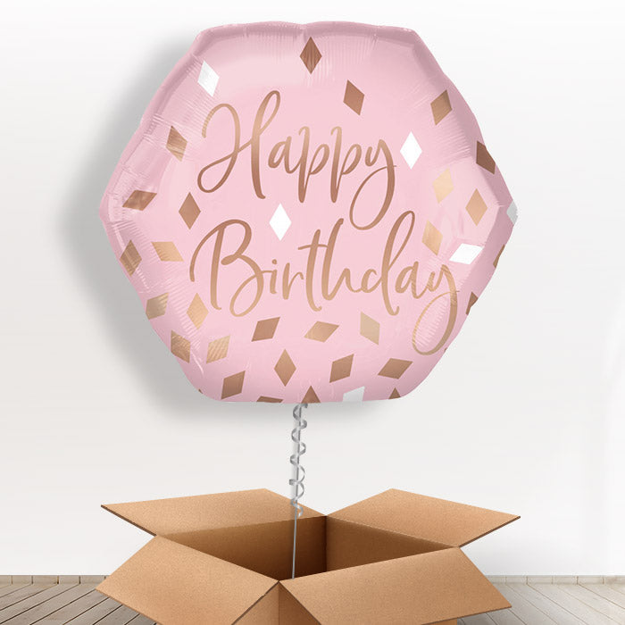 Pink and Rose Gold Balloons in a Box - Giant Balloon | Small Indoor Plants