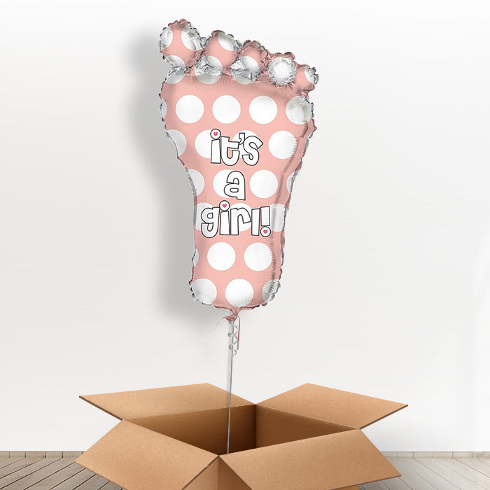 Pink Footprint Its a Girl Balloon in a Box - Giant Balloon | Small Indoor Plants