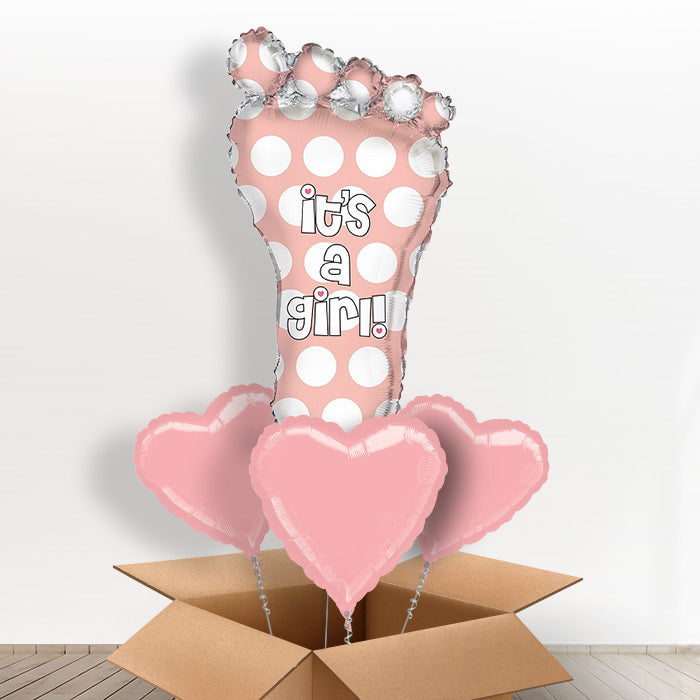 Pink Footprint Its a Girl Balloon in a Box - With 3 Themed Balloons | Small Indoor Plants