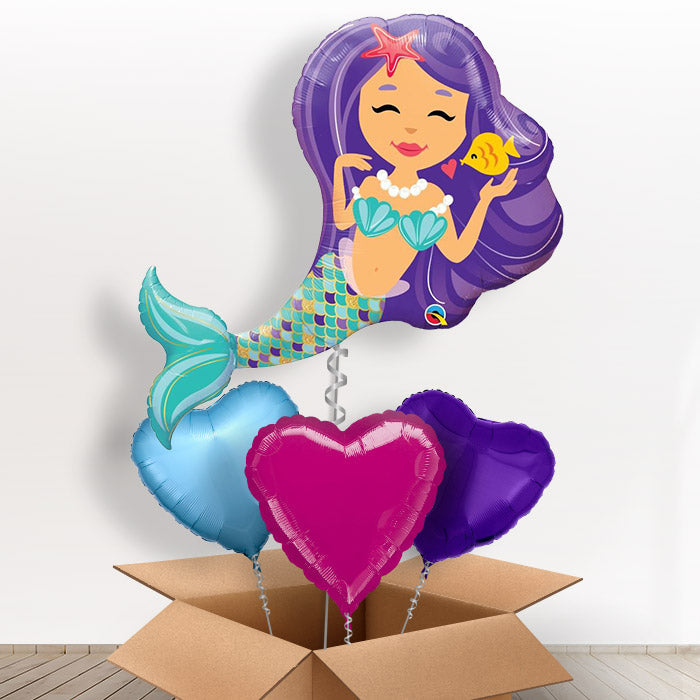 Shaped Giant Mermaid Balloon in a Box Gift - With 3 Themed Balloons | Small Indoor Plants