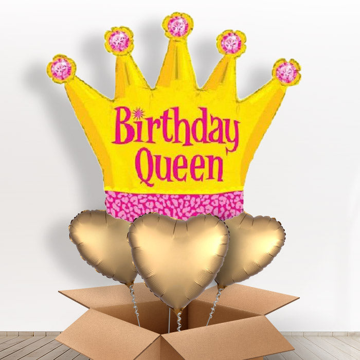 Giant Queen Crown Balloons in a Box - With 3 Plain Balloons | Small Indoor Plants