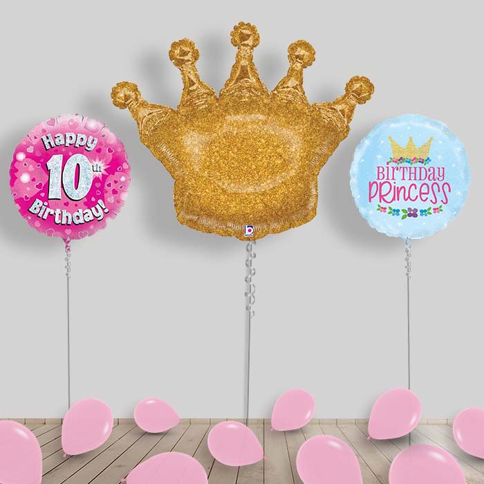 Princess Balloons Display Package in a Box - 10th Birthday | Small Indoor Plants