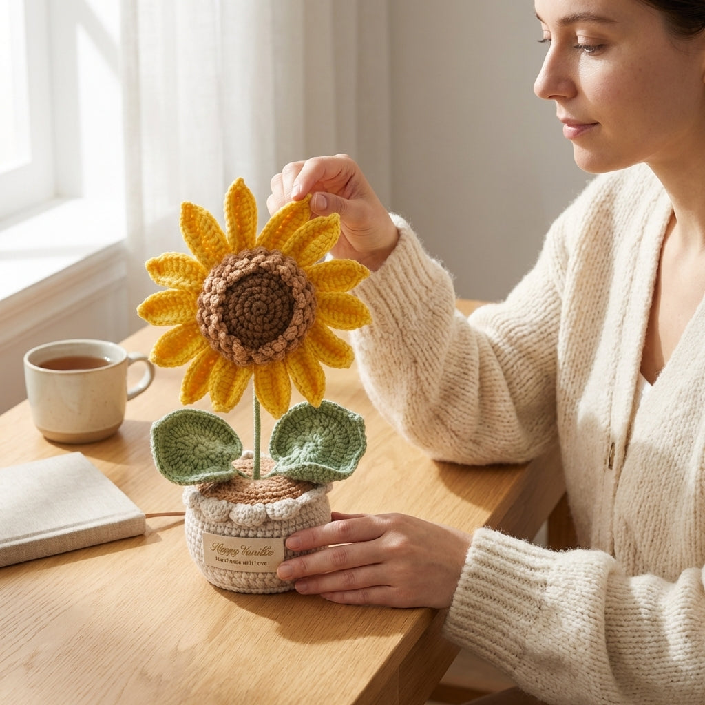 Large Sunflower Handmade Crochet Flower Gift