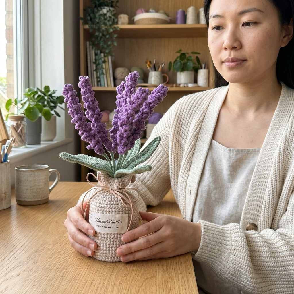 Handmade Crochet Lavender Plant Gift