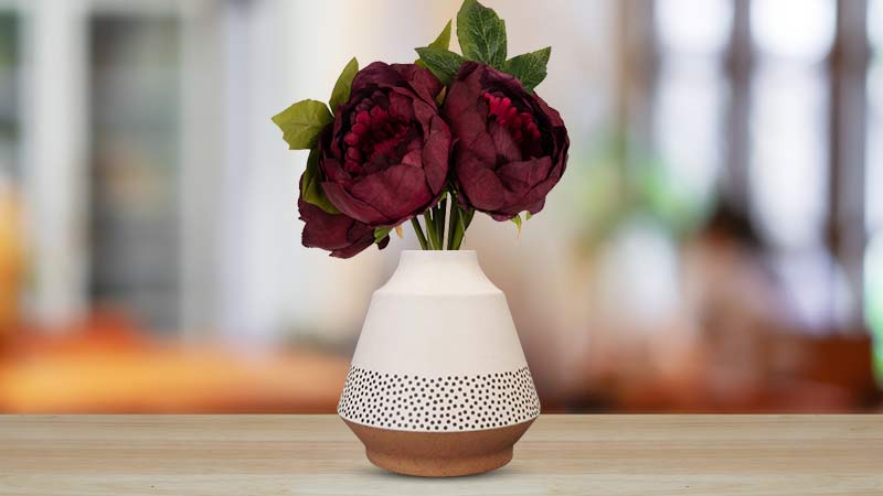 Burgundy Artificial Flowers in Vase