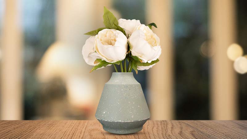 Ivory Artificial Flowers in Vase