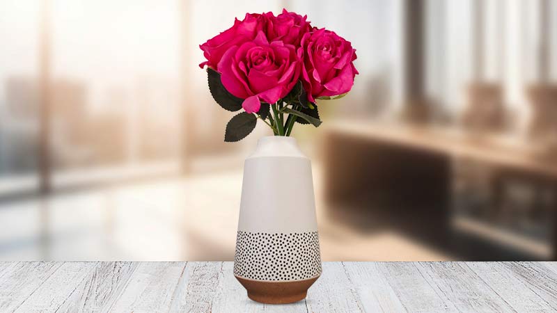 Pink Artificial Flowers in Vase