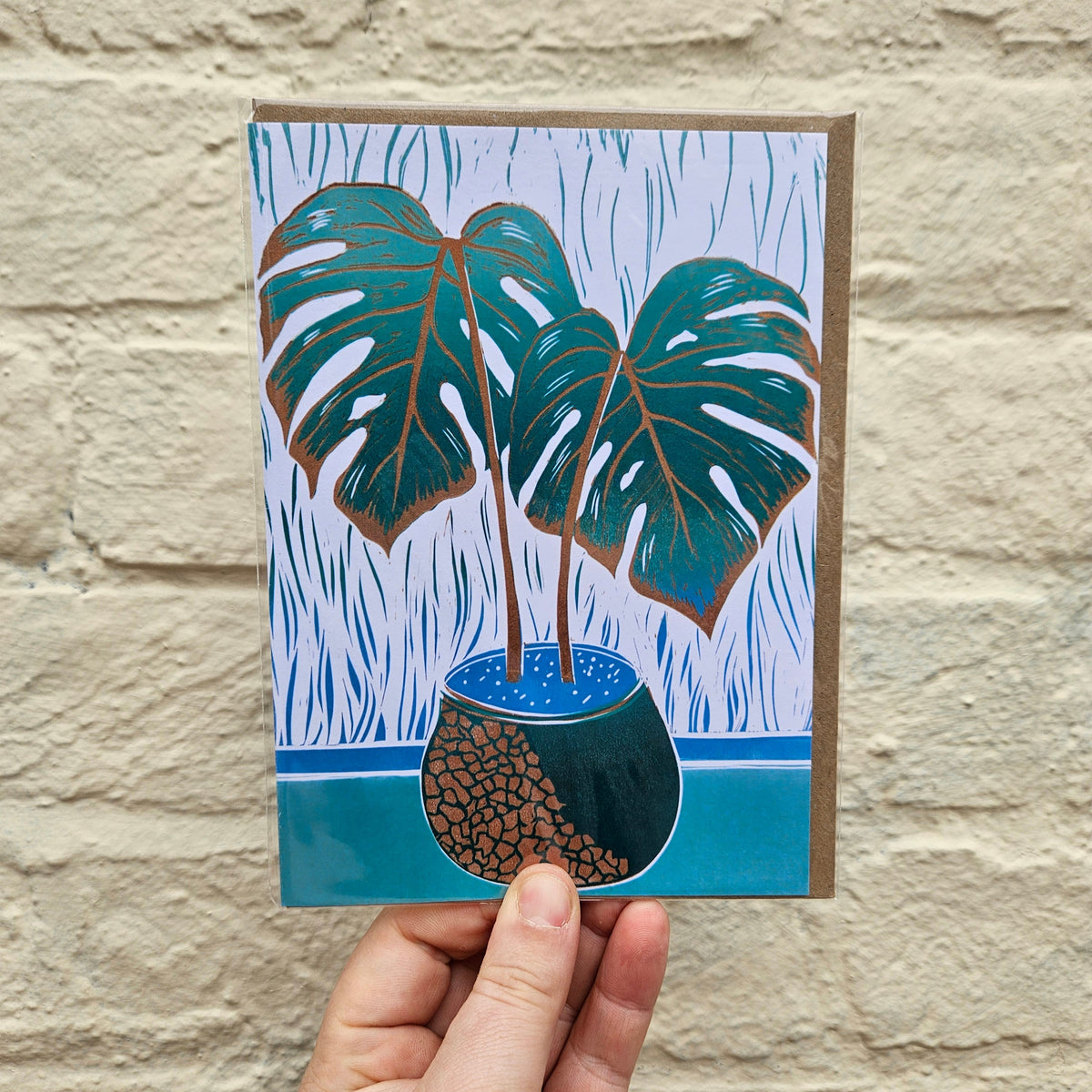 Linocut Greeting Cards House Plant Designs by EJ Sparkles