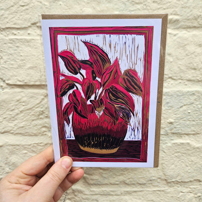Linocut Greeting Cards House Plant Designs by EJ Sparkles
