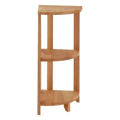 Three Tier Tropical Hevea Wood Corner Shelf Unit | Heva