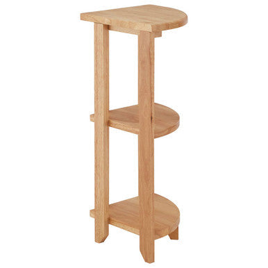 Three Tier Tropical Hevea Wood Corner Shelf Unit | Heva